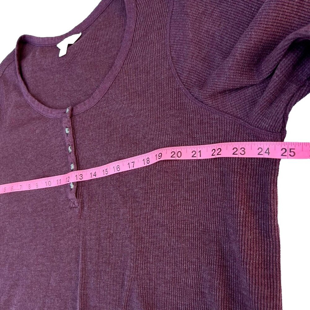 Terra & Sky - Women's 2X Henley Neck Long Sleeve Tee Shirt Burgundy Ribbed - Picture 8 of 10
